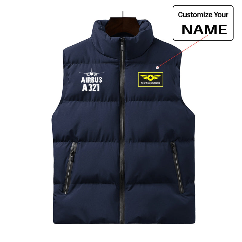 Airbus A321 & Plane Designed Puffy Vests