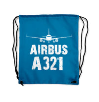 Thumbnail for Airbus A321 & Plane Designed Drawstring Bags