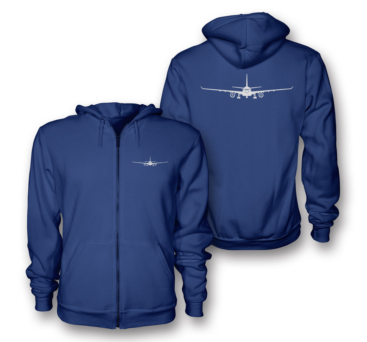Airbus A330 Silhouette Designed Zipped Hoodies