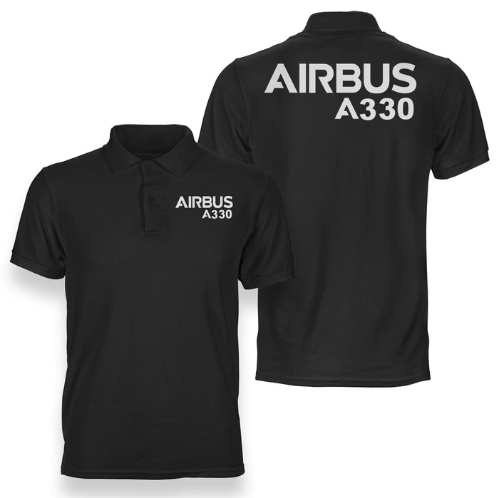 Airbus A330 & Text Designed Double Side Polo T-Shirts