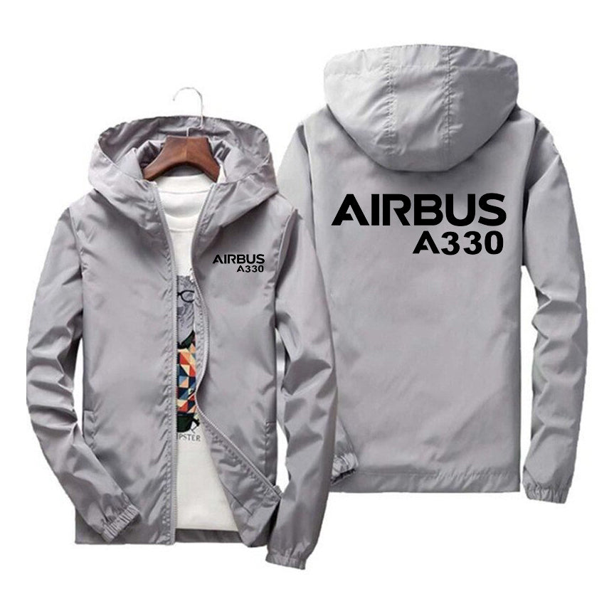 Airbus A330 & Text Designed Windbreaker Jackets
