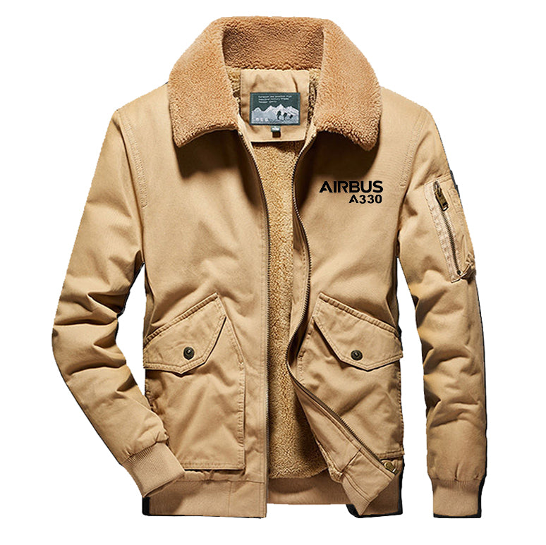 Airbus A330 & Text Designed Thick Bomber Jackets