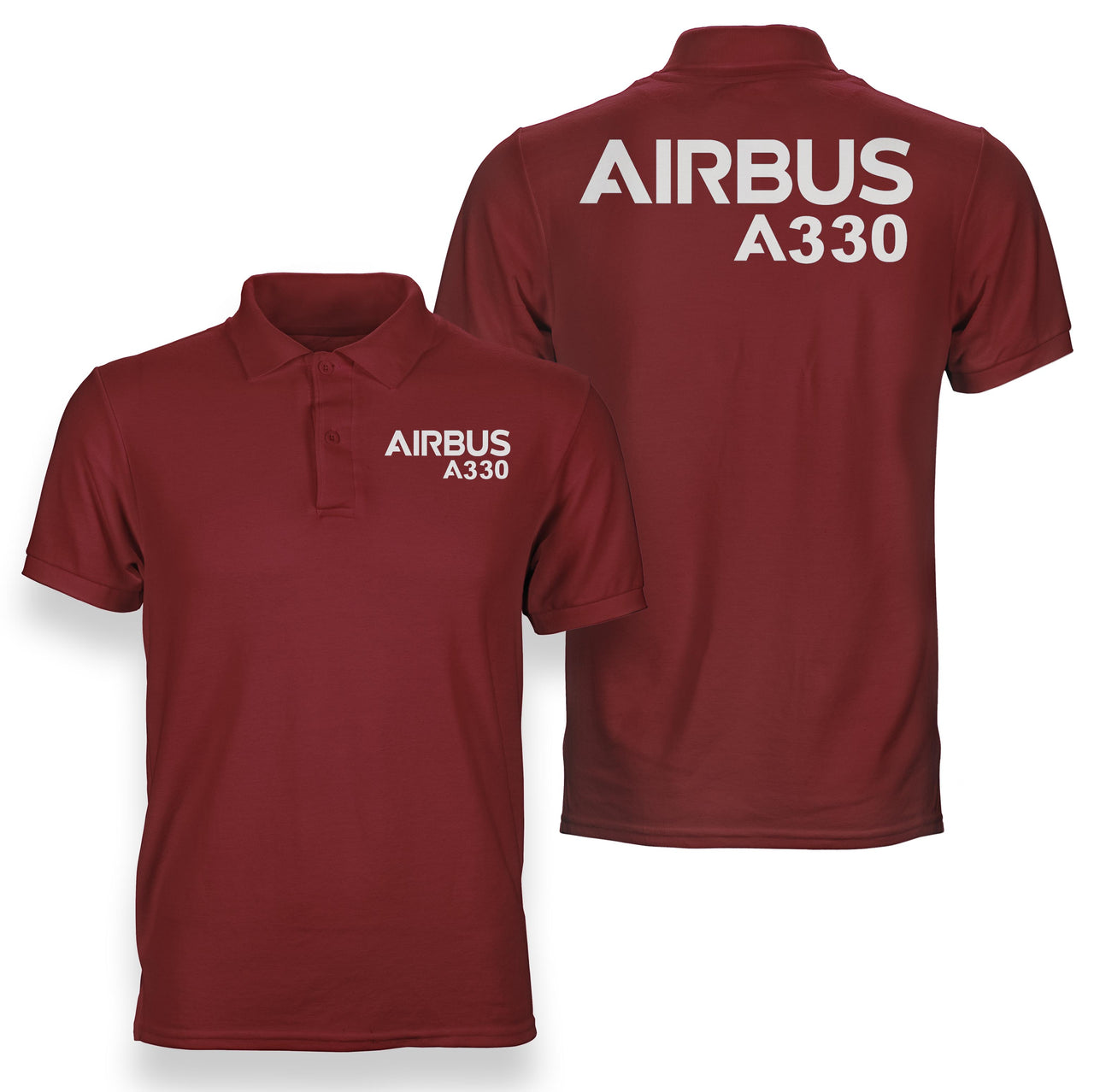 Airbus A330 & Text Designed Double Side Polo T-Shirts