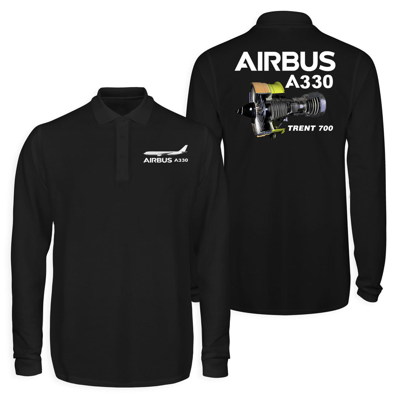 Airbus A330 & Trent 700 Engine Designed Long Sleeve Polo T-Shirts (Double-Side)