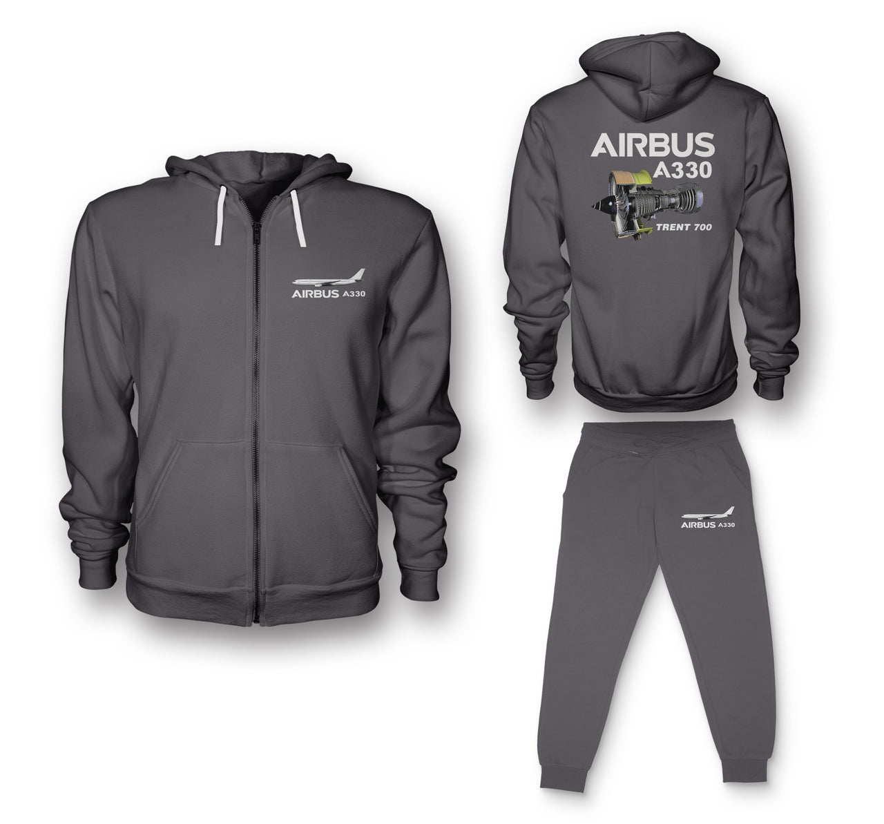 Airbus A330 & Trent 700 Engine Designed Zipped Hoodies & Sweatpants Set