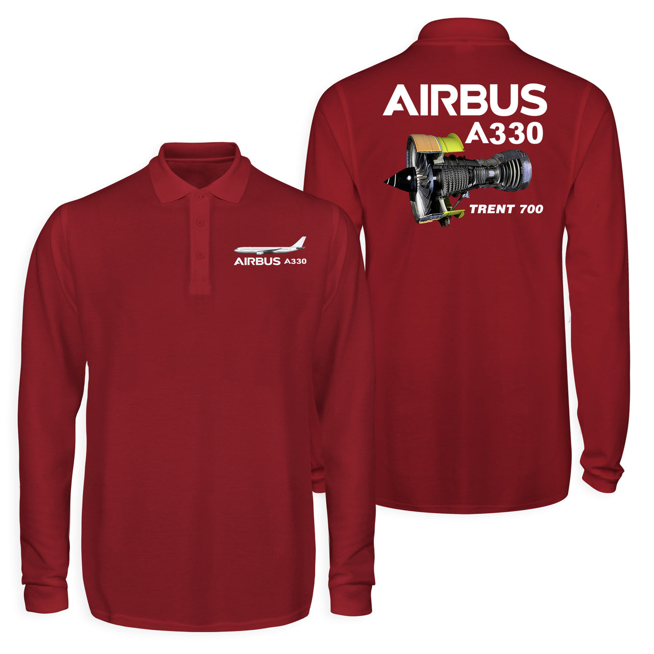 Airbus A330 & Trent 700 Engine Designed Long Sleeve Polo T-Shirts (Double-Side)