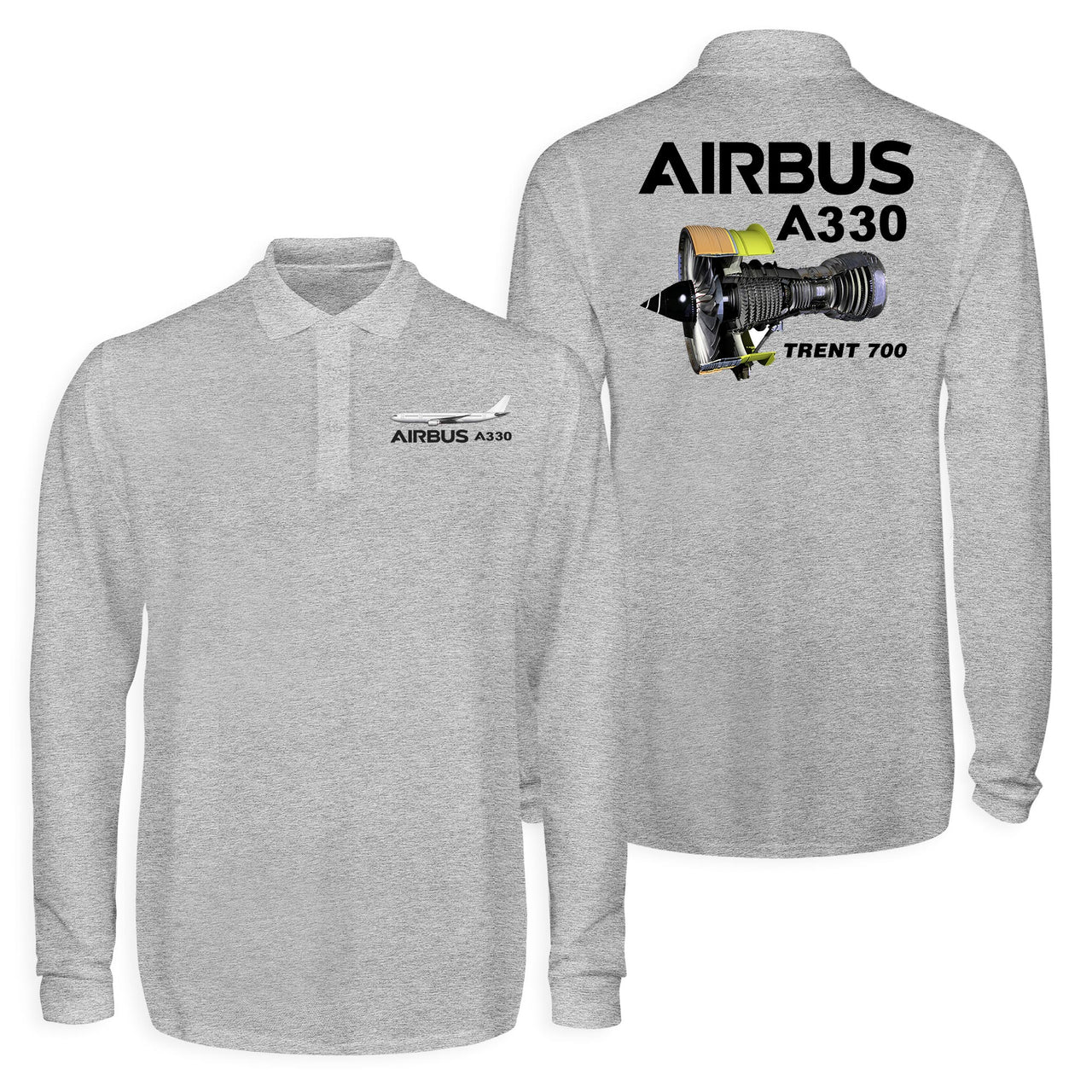 Airbus A330 & Trent 700 Engine Designed Long Sleeve Polo T-Shirts (Double-Side)