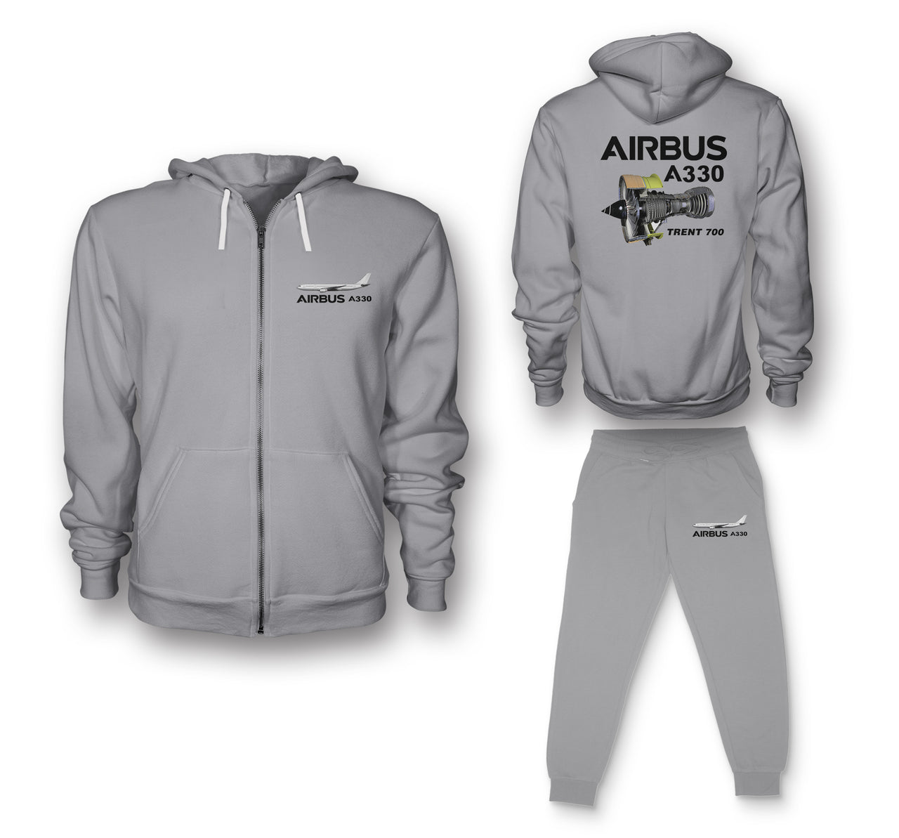 Airbus A330 & Trent 700 Engine Designed Zipped Hoodies & Sweatpants Set