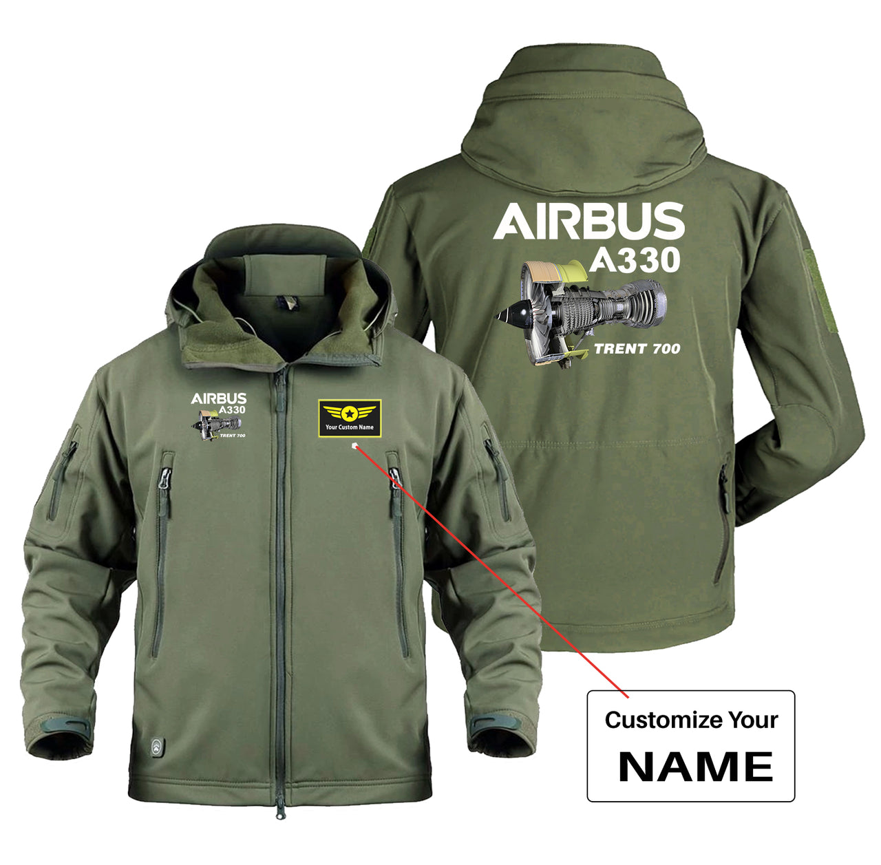 Airbus A330 & Trent 700 Engine Designed Military Jackets (Customizable)