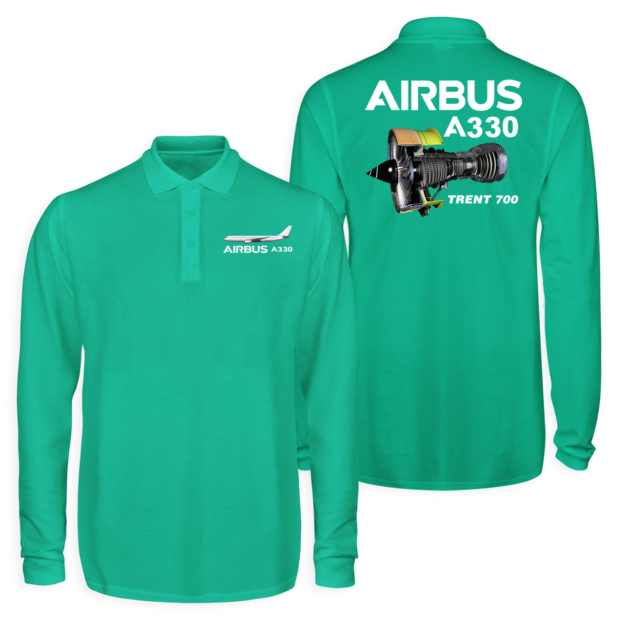 Airbus A330 & Trent 700 Engine Designed Long Sleeve Polo T-Shirts (Double-Side)