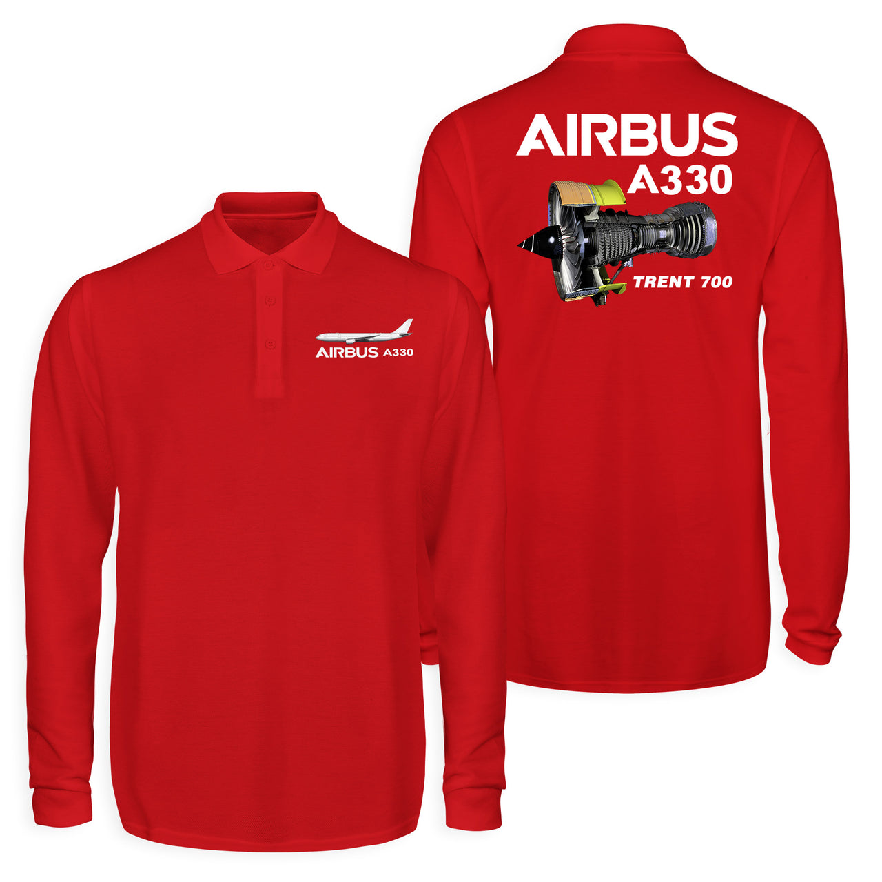 Airbus A330 & Trent 700 Engine Designed Long Sleeve Polo T-Shirts (Double-Side)