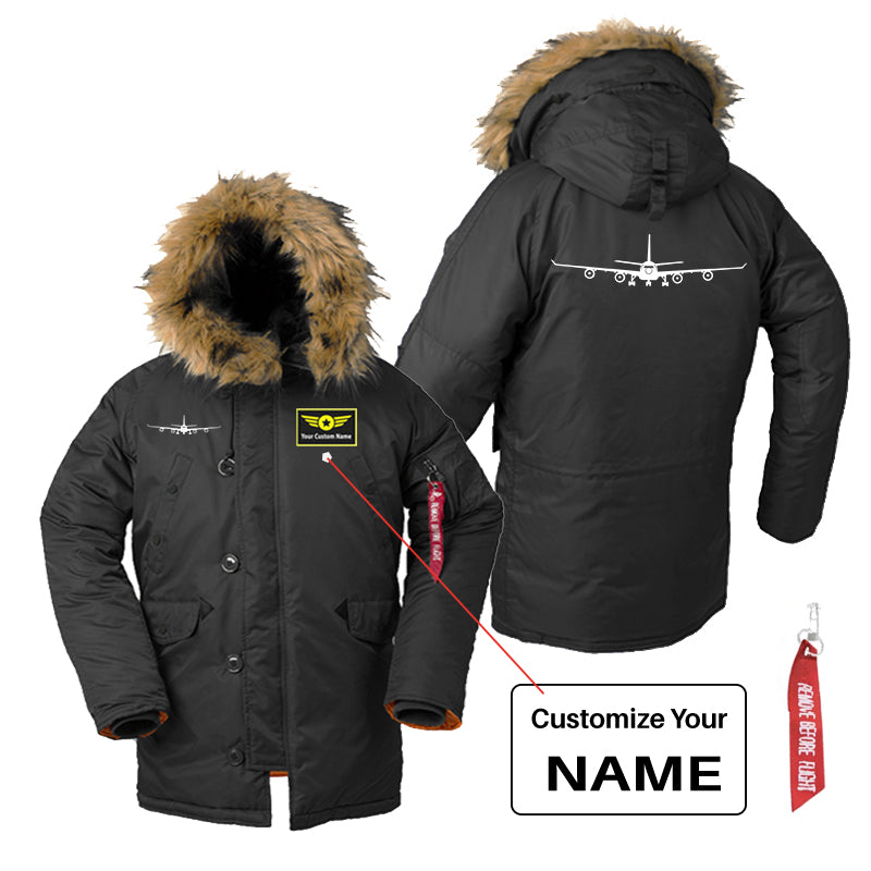 Airbus A340 Silhouette Designed Parka Bomber Jackets