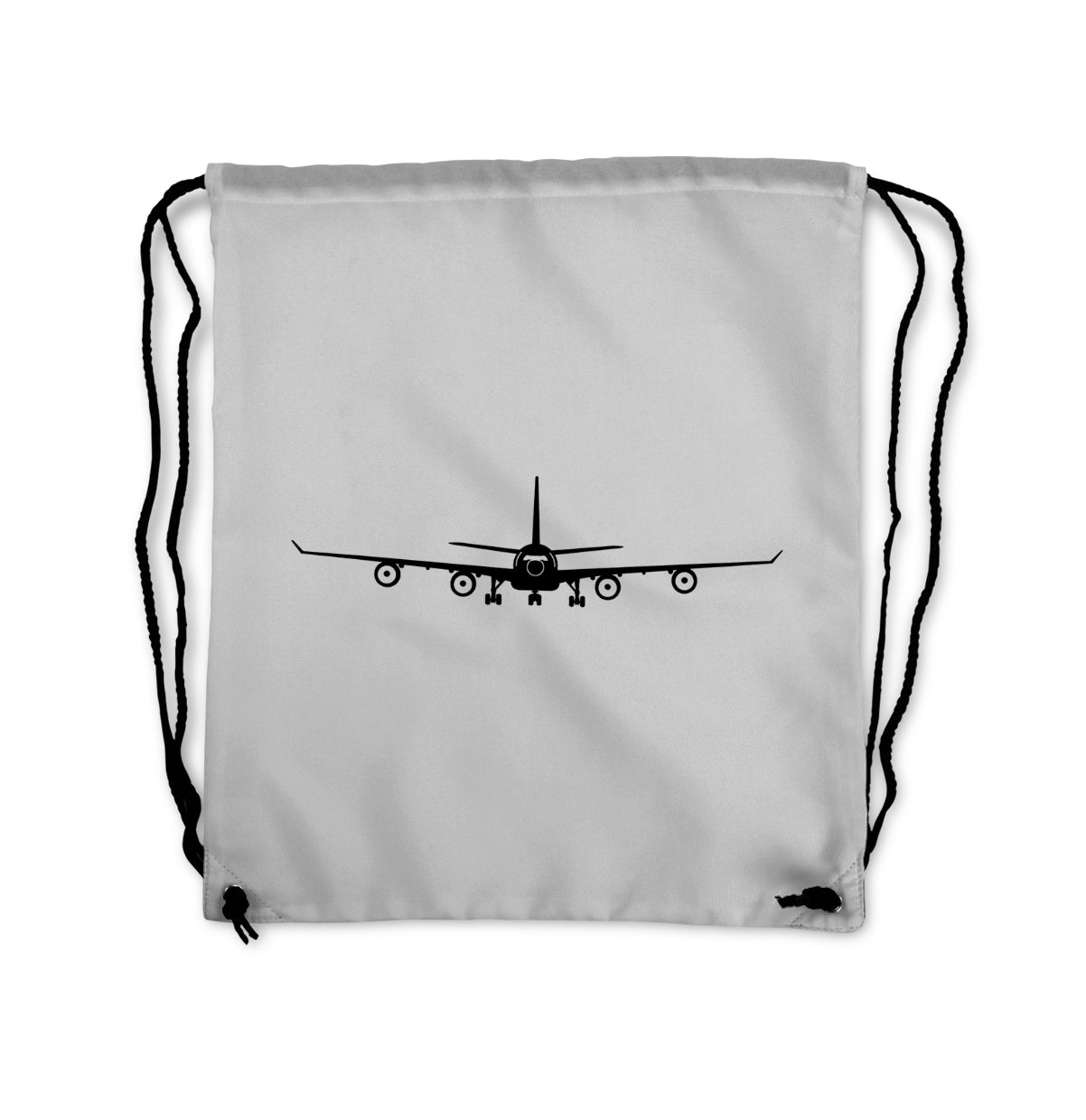 Airbus A340 Silhouette Designed Drawstring Bags