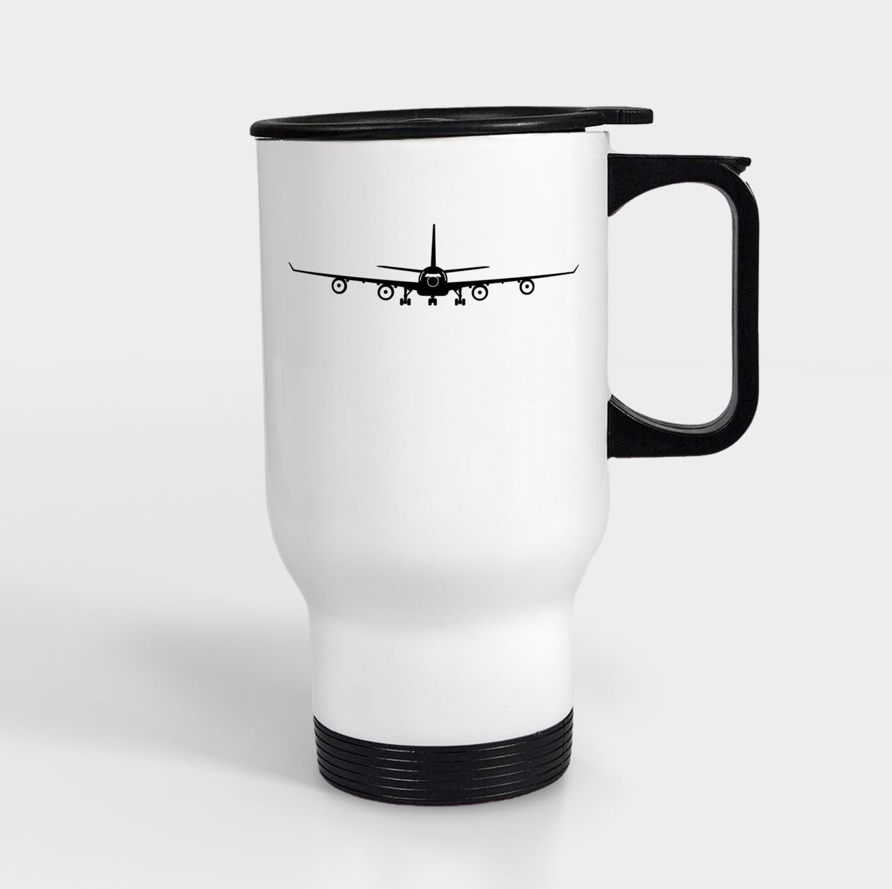 Airbus A340 Silhouette Designed Travel Mugs (With Holder)