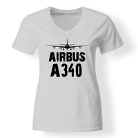 Thumbnail for Airbus A340 & Plane Designed V-Neck T-Shirts