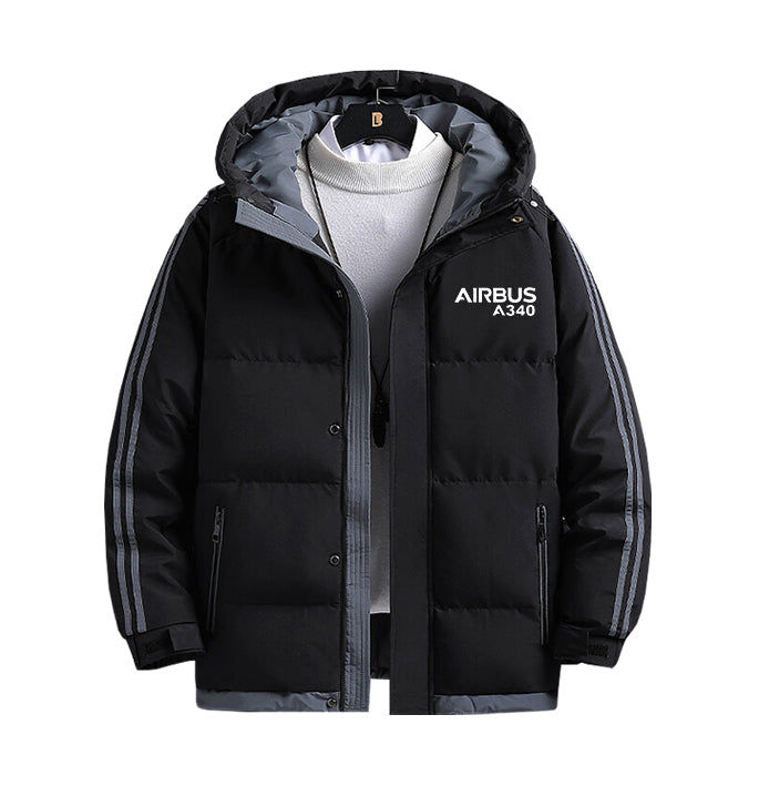 Airbus A340 & Text Designed Thick Fashion Jackets