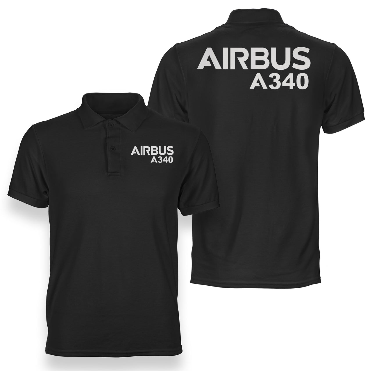 Airbus A340 & Text Designed Double Side Polo T-Shirts