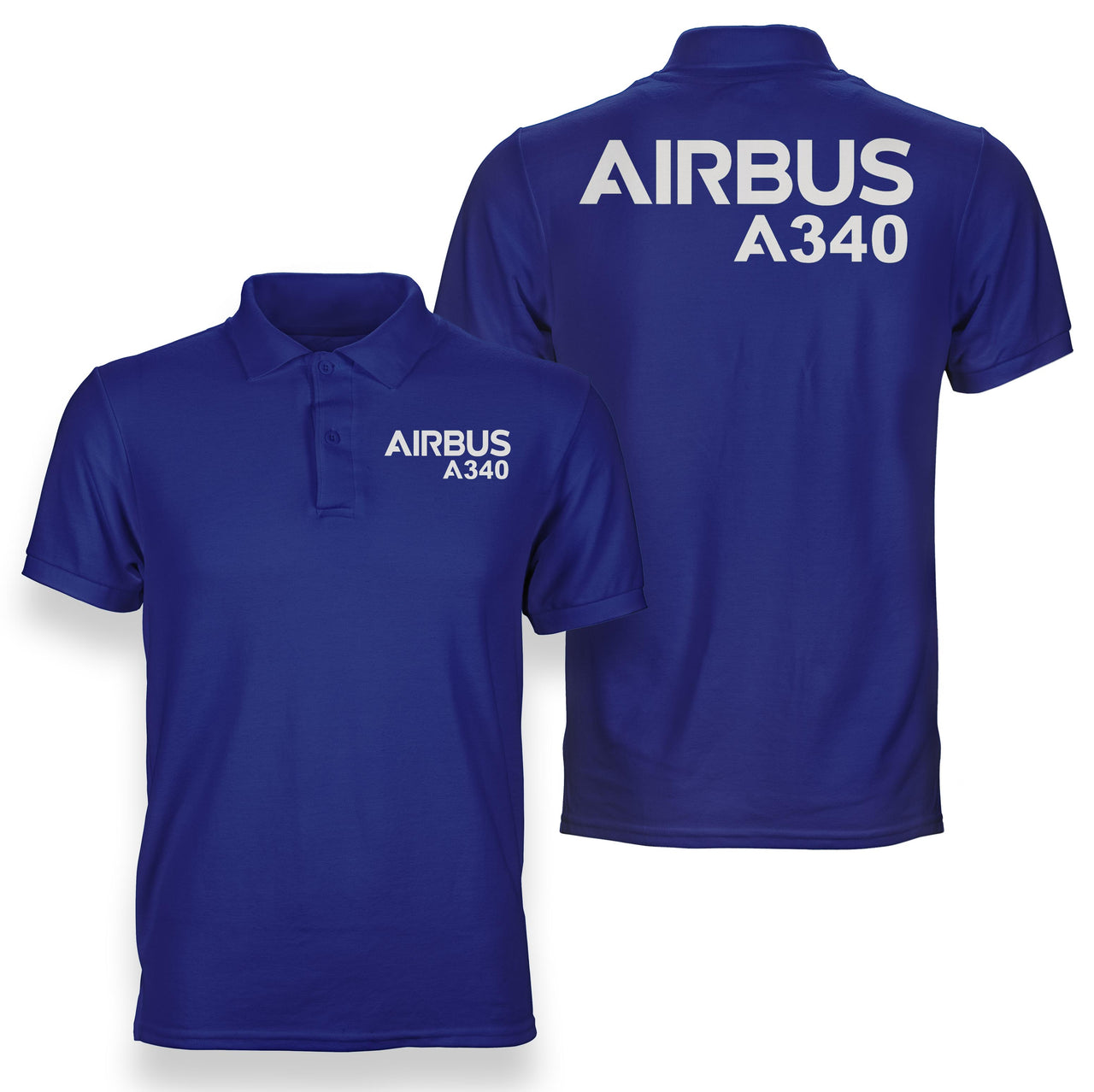 Airbus A340 & Text Designed Double Side Polo T-Shirts