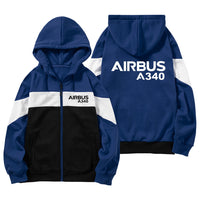 Thumbnail for Airbus A340 & Text Designed Colourful Zipped Hoodies