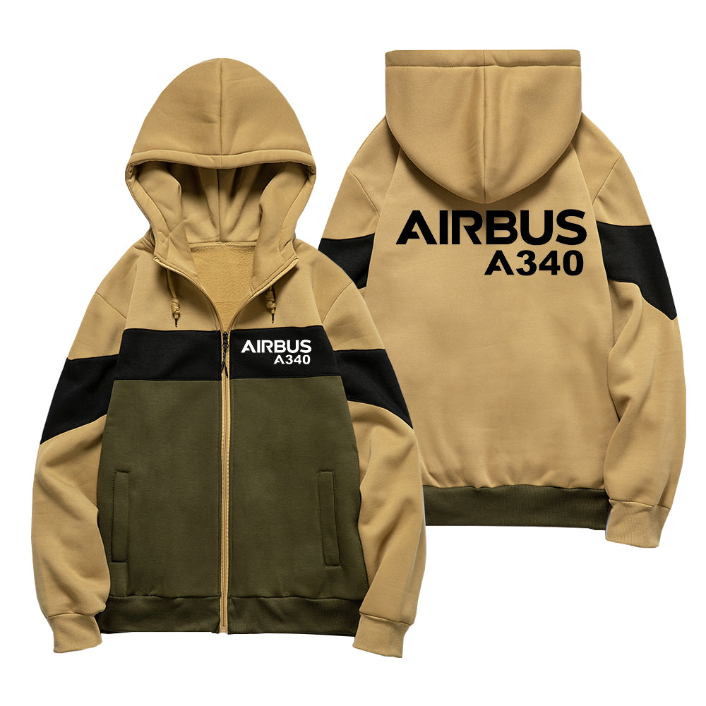 Airbus A340 & Text Designed Colourful Zipped Hoodies