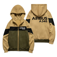 Thumbnail for Airbus A340 & Text Designed Colourful Zipped Hoodies