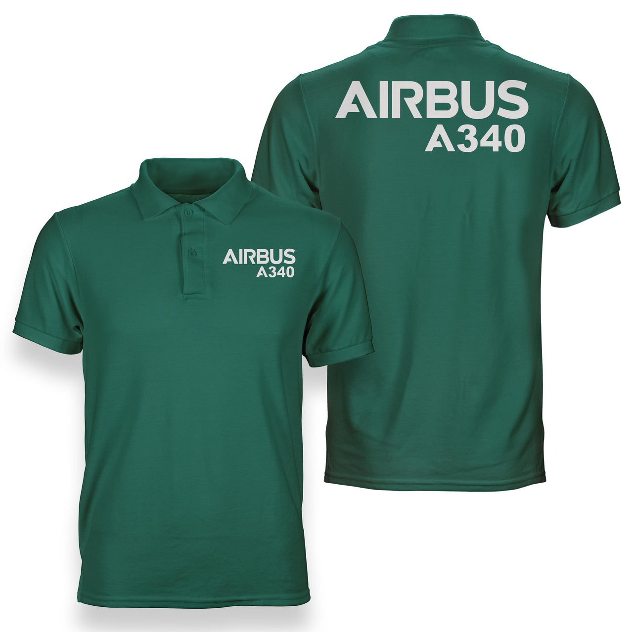Airbus A340 & Text Designed Double Side Polo T-Shirts