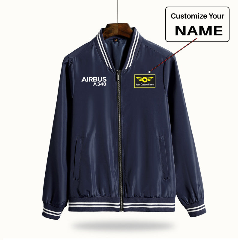 Airbus A340 & Text Designed Thin Spring Jackets