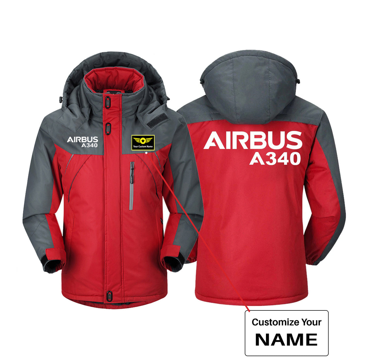 Airbus A340 & Text Designed Thick Winter Jackets