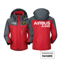 Thumbnail for Airbus A340 & Text Designed Thick Winter Jackets