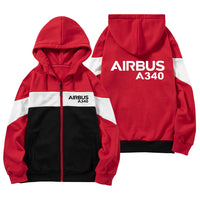 Thumbnail for Airbus A340 & Text Designed Colourful Zipped Hoodies