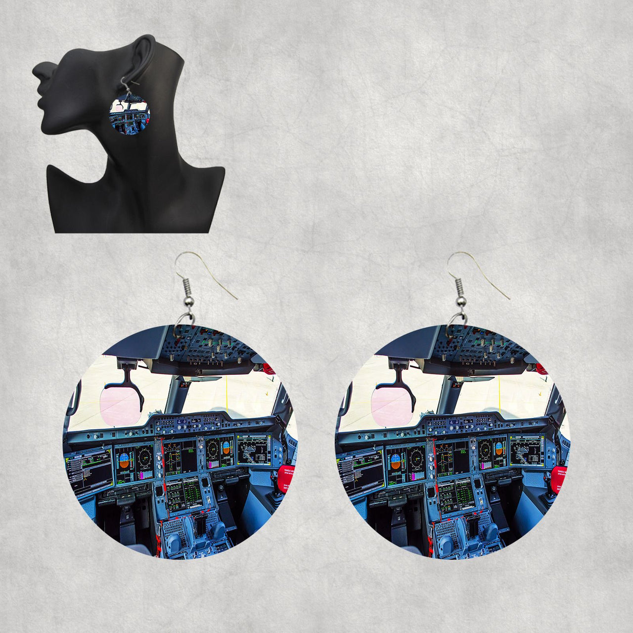 Airbus A350 Cockpit Designed Wooden Drop Earrings