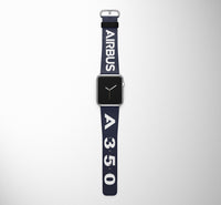 Thumbnail for Airbus A350 Flat Text Designed Leather Apple Watch Straps