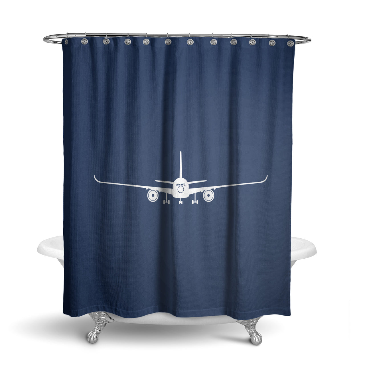 Airbus A350 Silhouette Designed Shower Curtains