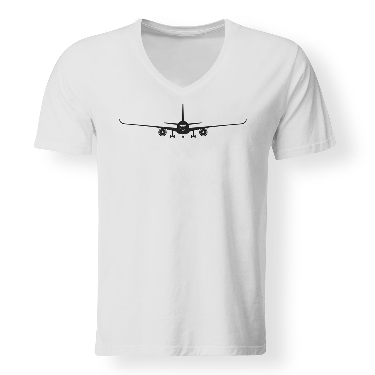 Airbus A350 Silhouette Designed V-Neck T-Shirts