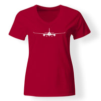 Thumbnail for Airbus A350 Silhouette Designed V-Neck T-Shirts