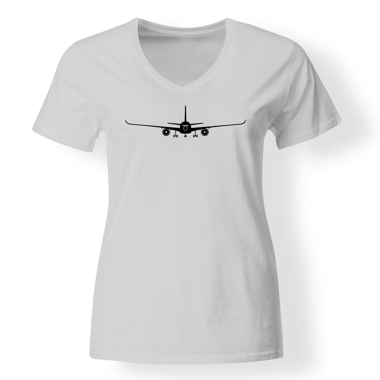 Airbus A350 Silhouette Designed V-Neck T-Shirts