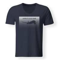 Thumbnail for Airbus A350XWB & Dots Designed V-Neck T-Shirts