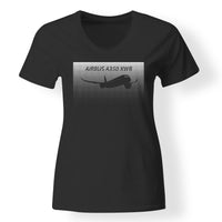 Thumbnail for Airbus A350XWB & Dots Designed V-Neck T-Shirts