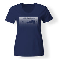 Thumbnail for Airbus A350XWB & Dots Designed V-Neck T-Shirts