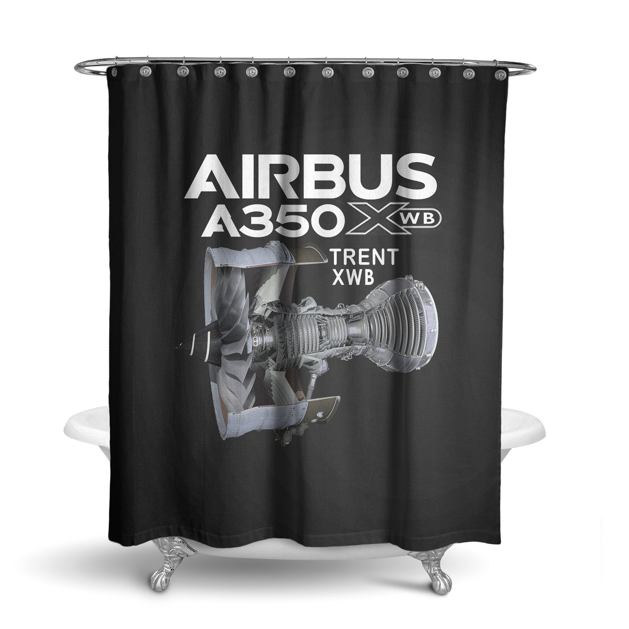 Airbus A350 & Trent Wxb Engine Designed Shower Curtains