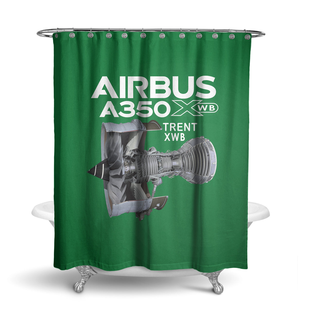 Airbus A350 & Trent Wxb Engine Designed Shower Curtains