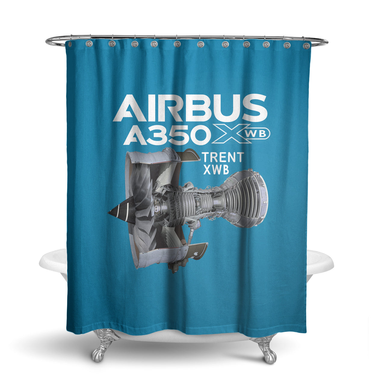 Airbus A350 & Trent Wxb Engine Designed Shower Curtains