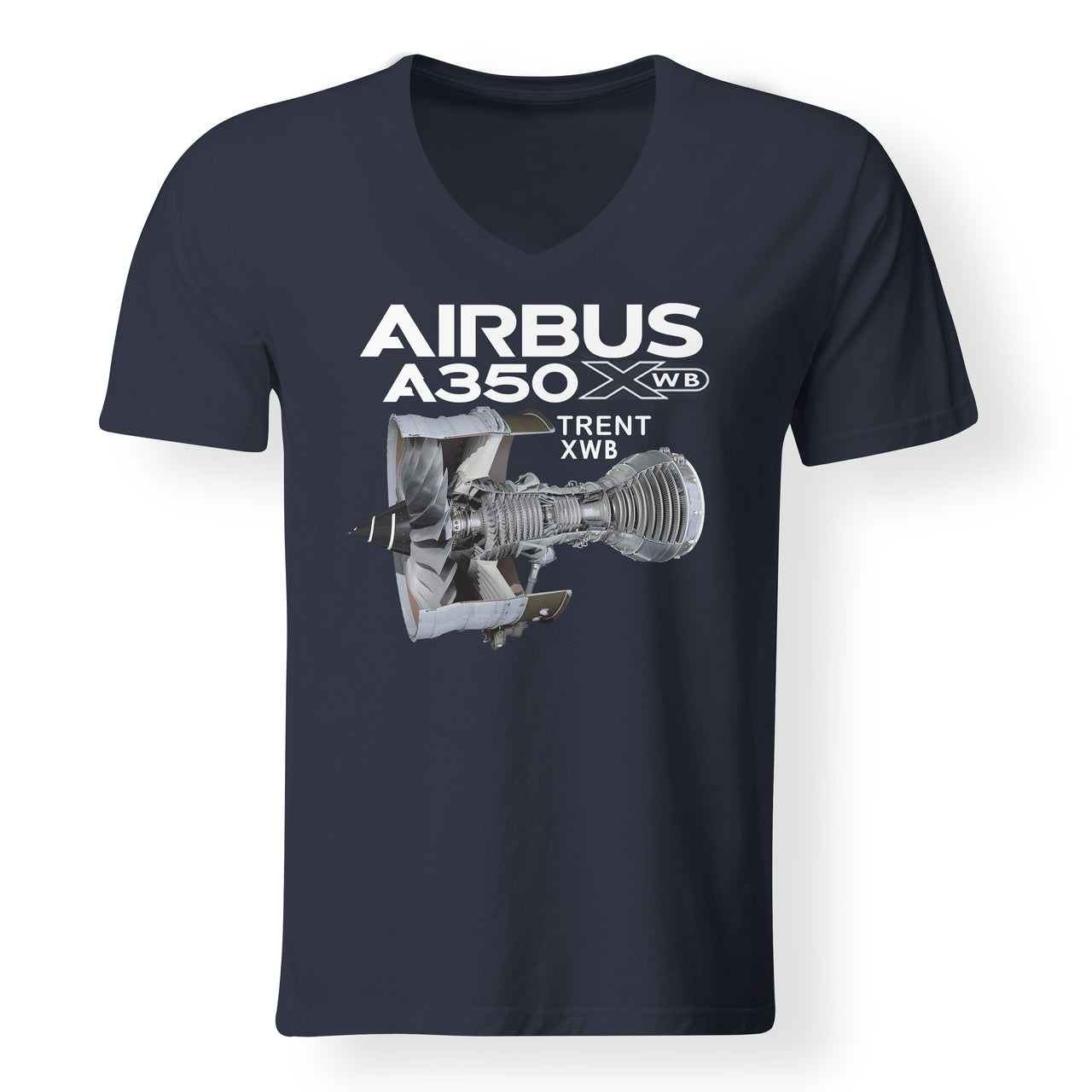 Airbus A350 & Trent Wxb Engine Designed V-Neck T-Shirts