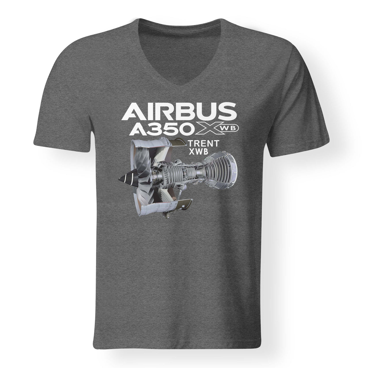 Airbus A350 & Trent Wxb Engine Designed V-Neck T-Shirts