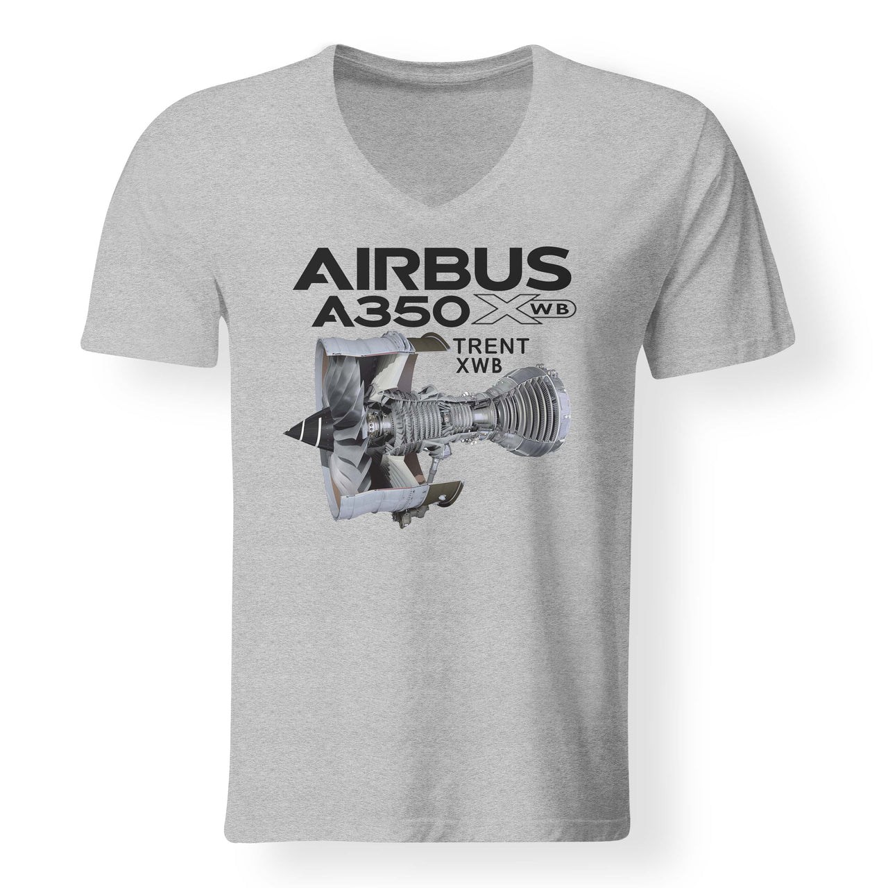 Airbus A350 & Trent Wxb Engine Designed V-Neck T-Shirts