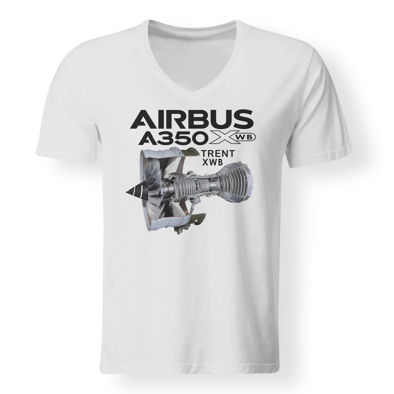 Airbus A350 & Trent Wxb Engine Designed V-Neck T-Shirts