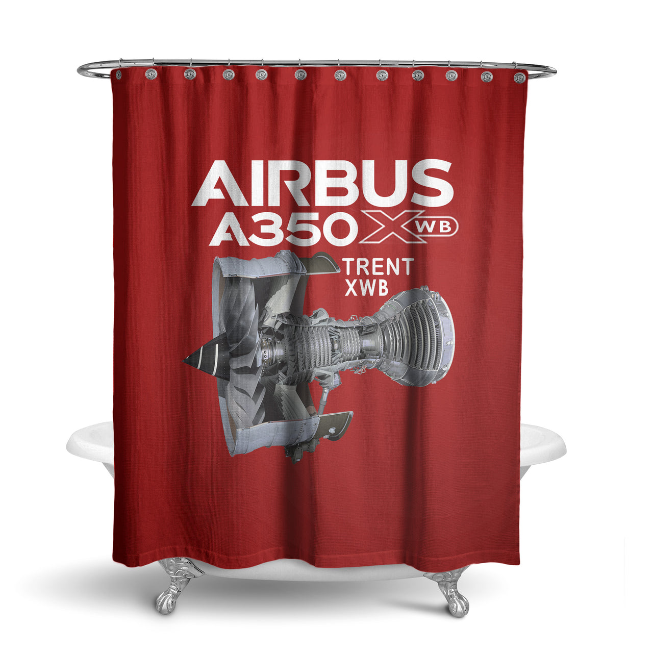 Airbus A350 & Trent Wxb Engine Designed Shower Curtains