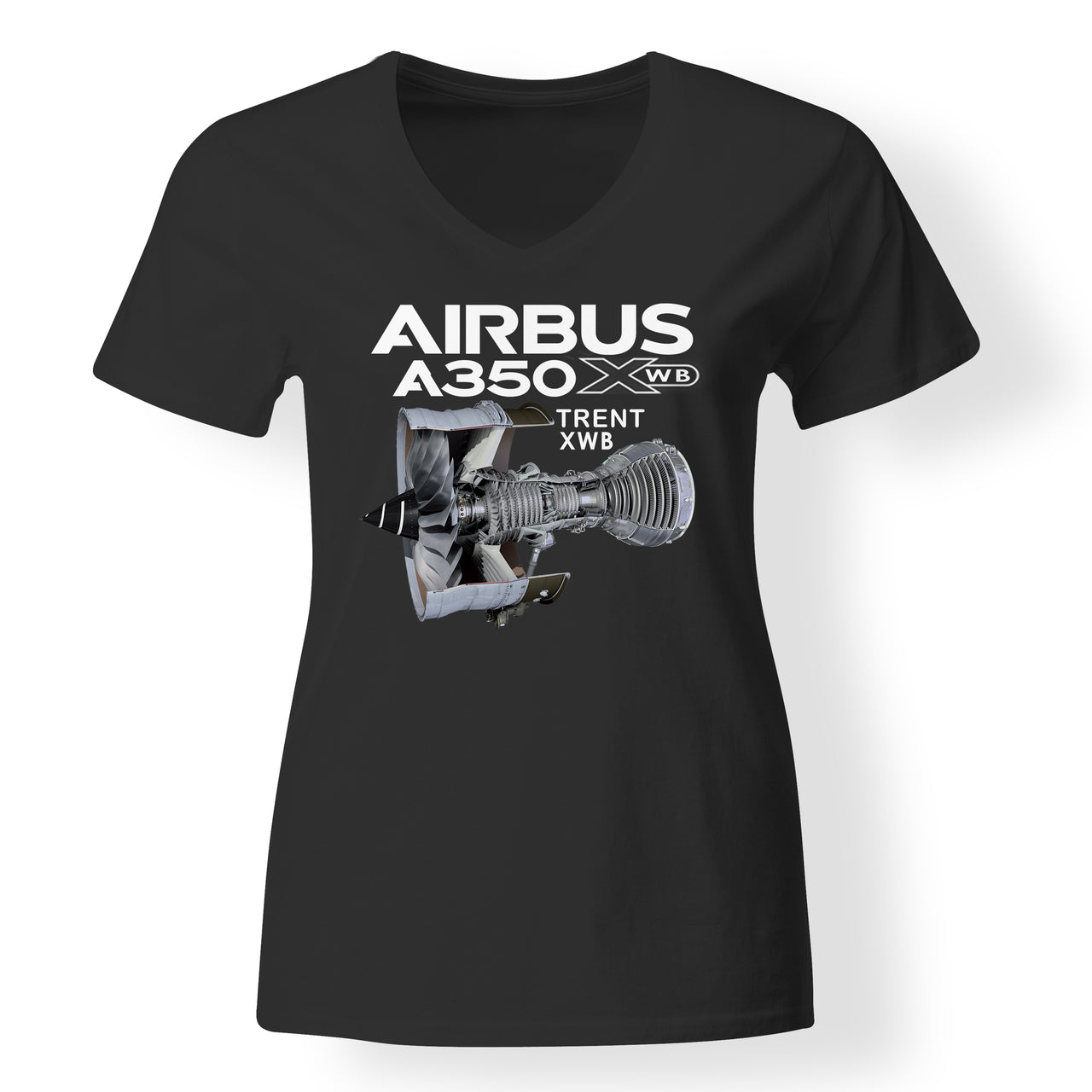 Airbus A350 & Trent Wxb Engine Designed V-Neck T-Shirts