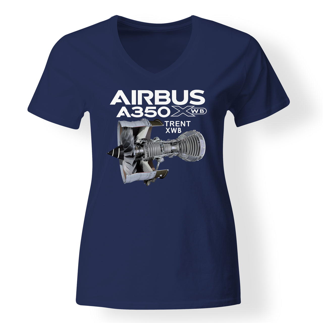 Airbus A350 & Trent Wxb Engine Designed V-Neck T-Shirts