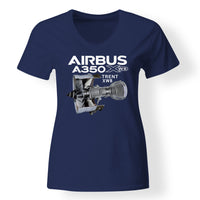 Thumbnail for Airbus A350 & Trent Wxb Engine Designed V-Neck T-Shirts